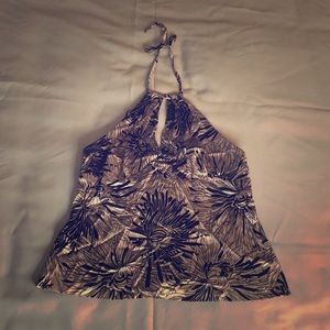 Trina Turk silk halter top (black and lilac)